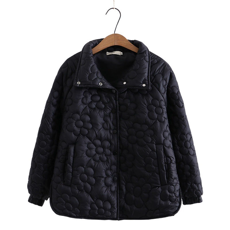 Cotton Outwear for Women Plus Size 100kg Lapel Flower Fat Girl Cotton Outwear Thin Sweet Winter 2022 Fashion Cotton Jacket Short Niche 897