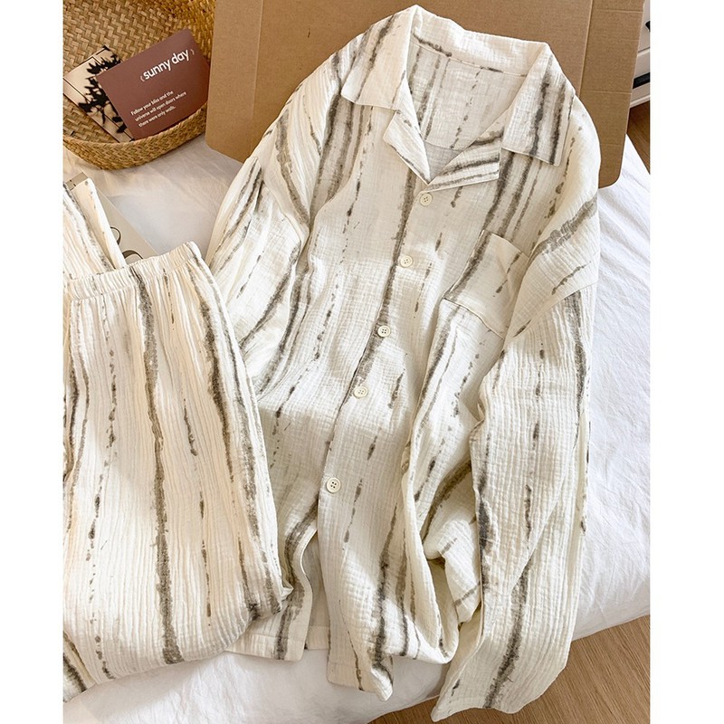 卡通睡衣女纯棉双层纱布春秋季舒适婴儿棉 休闲kitty长袖家居服|undefined