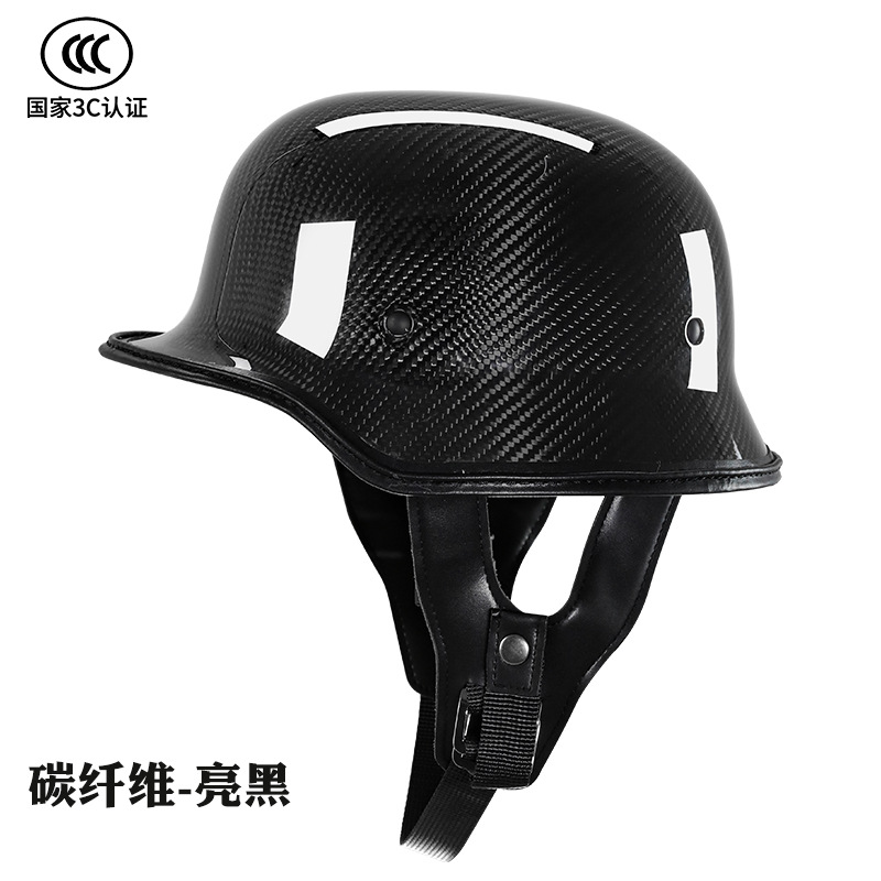 Medio casco retro de fibra de carbono personalizado OEM 3C certificado casco de motocicleta locomotora estilo alemán gran casco fábrica al por mayor