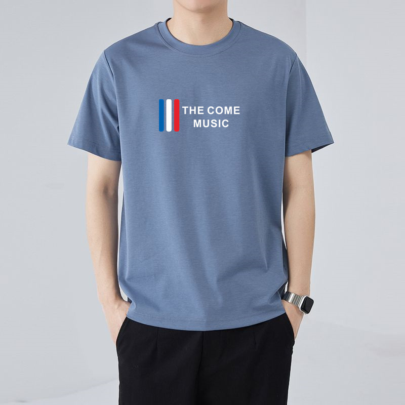 Summer thin silk breathable T-shirt for leisure with a round collar