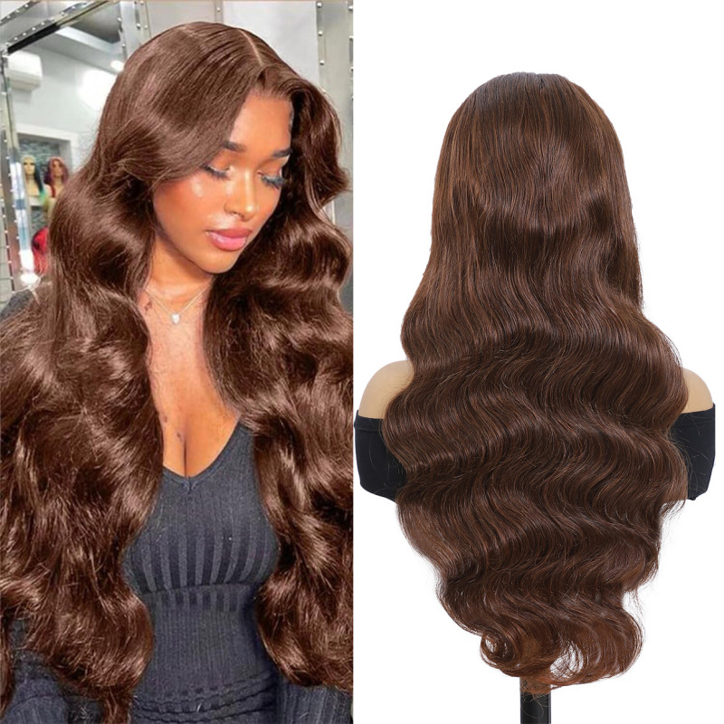 European and American Ladies Long Curly Hair Real Hair Bw Headgear Body Wave360 Lace Wig Human Hair