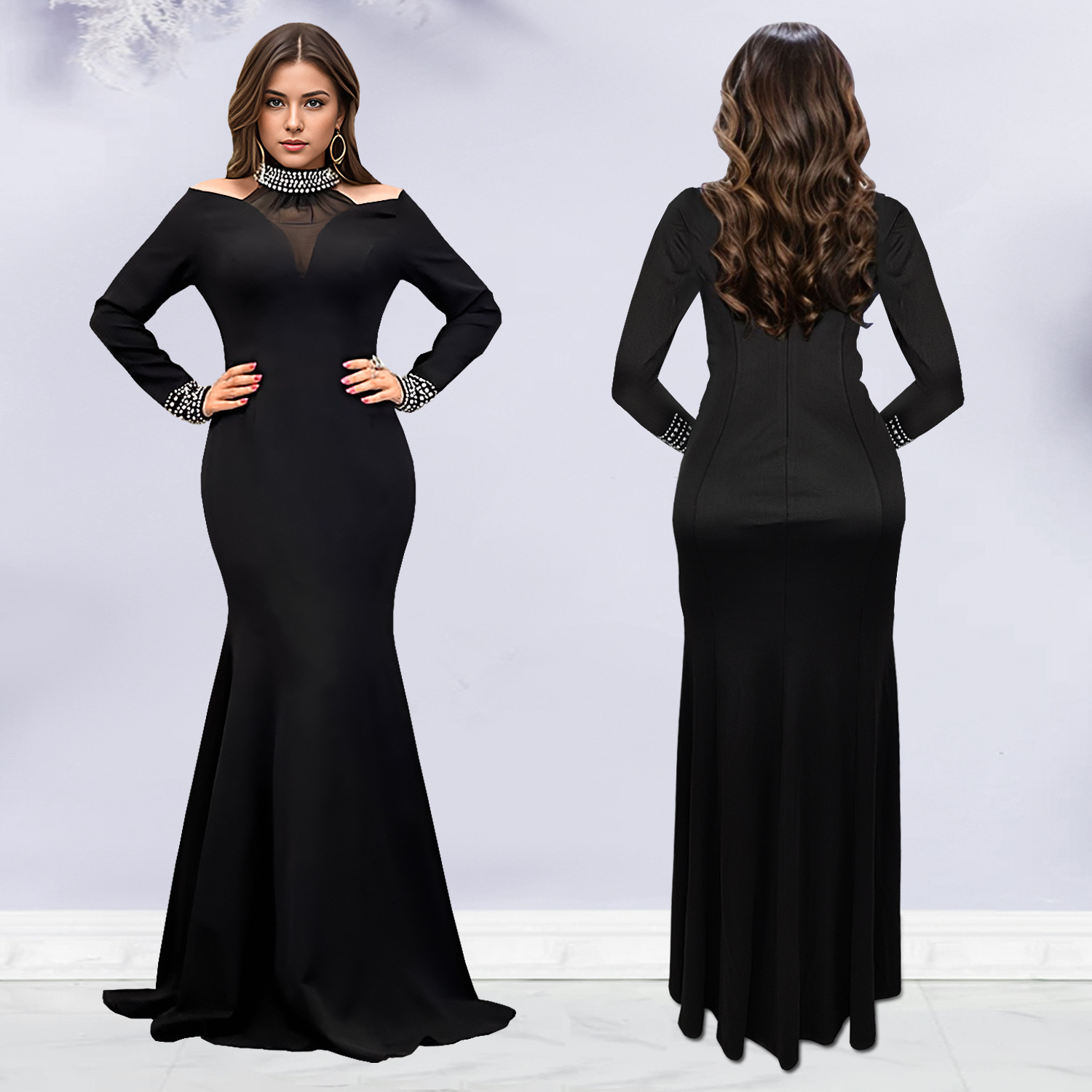 C7270 Aliexpress transfronterizo Amazon Europa y América de moda de mujer elegante bolso delgado brazo caliente vestido de color sólido