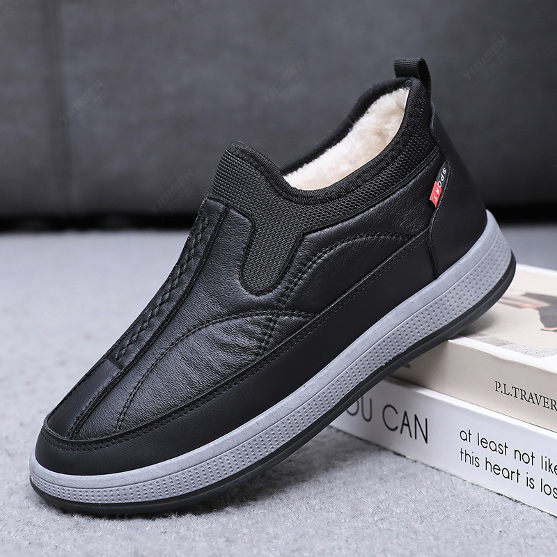 Old Beijing Cloth Shoes Men's Official Store Winter New Velvet Thickeneded One-Leg Soft-Soled Warm Shoes for Middle-Aged and Elderly People