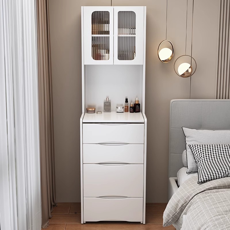 Comedor de tocador dormitorio moderno simple pequeño viento de crema nuevo tipo plegable con lámpara mesa de maquillaje gabinete de almacenamiento en uno