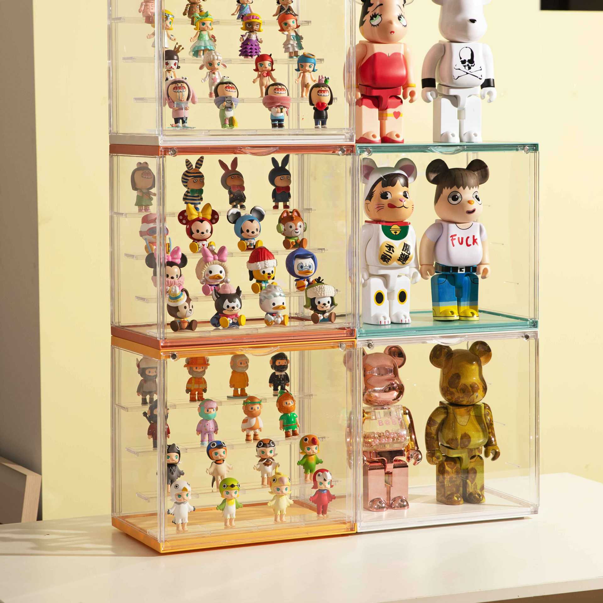 泡泡玛特玩偶磁吸手办展示架高透盲盒收纳盒叠加阶梯亚克力收纳箱-阿里巴巴