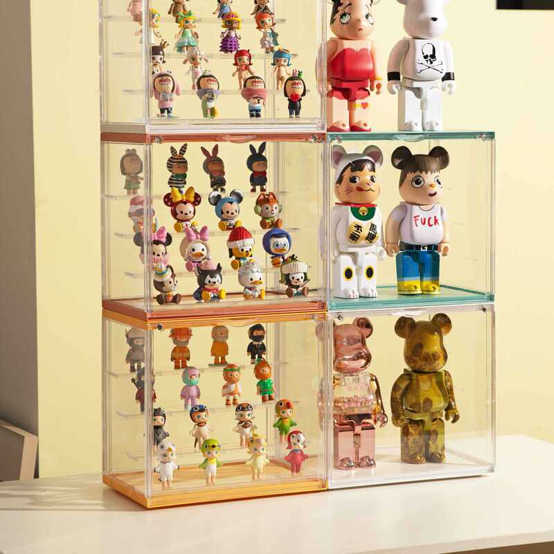 Bubble mate doll magnetic hand-held Display stand high transparent blind box storage box stacked ladder acrylic storage box