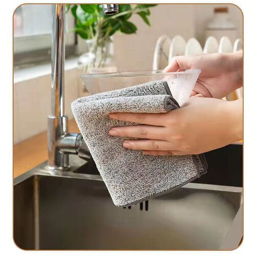 Japanese bamboo charcoal fiber thickened kitchen absorbent rag household cleaning degreasing dish towel decontamination does not shed lint cleaning