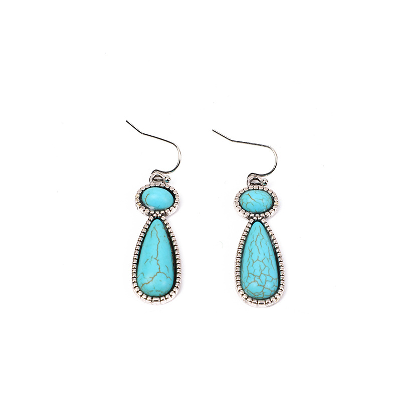 Statement Ohrringe Mit Türkis In Antik-silber Für Damen_voghion.com