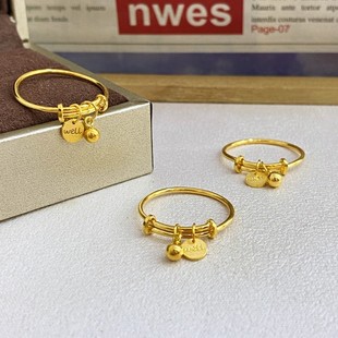 Shuibeijin Live Popular 5D Cyanide-Free Fine Gold Women's Push-Pull Ring Pure Gold 999 Genuine Ring