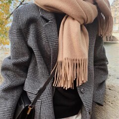 カシミヤの手触りのマフラーの女性のシンプルな純色のフリンジストール秋冬保温はカシミヤのマフラーに似せています。