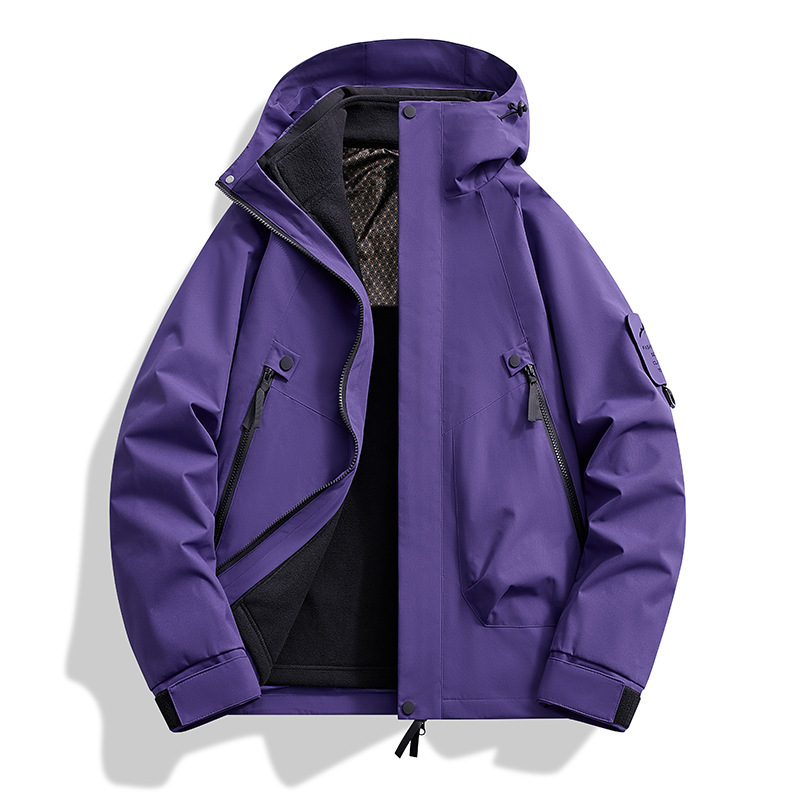 2024種類の突撃服三合一男性屋外登山服カップルのタイプは防水純色の山系コートの女性を取り外すことができる|undefined