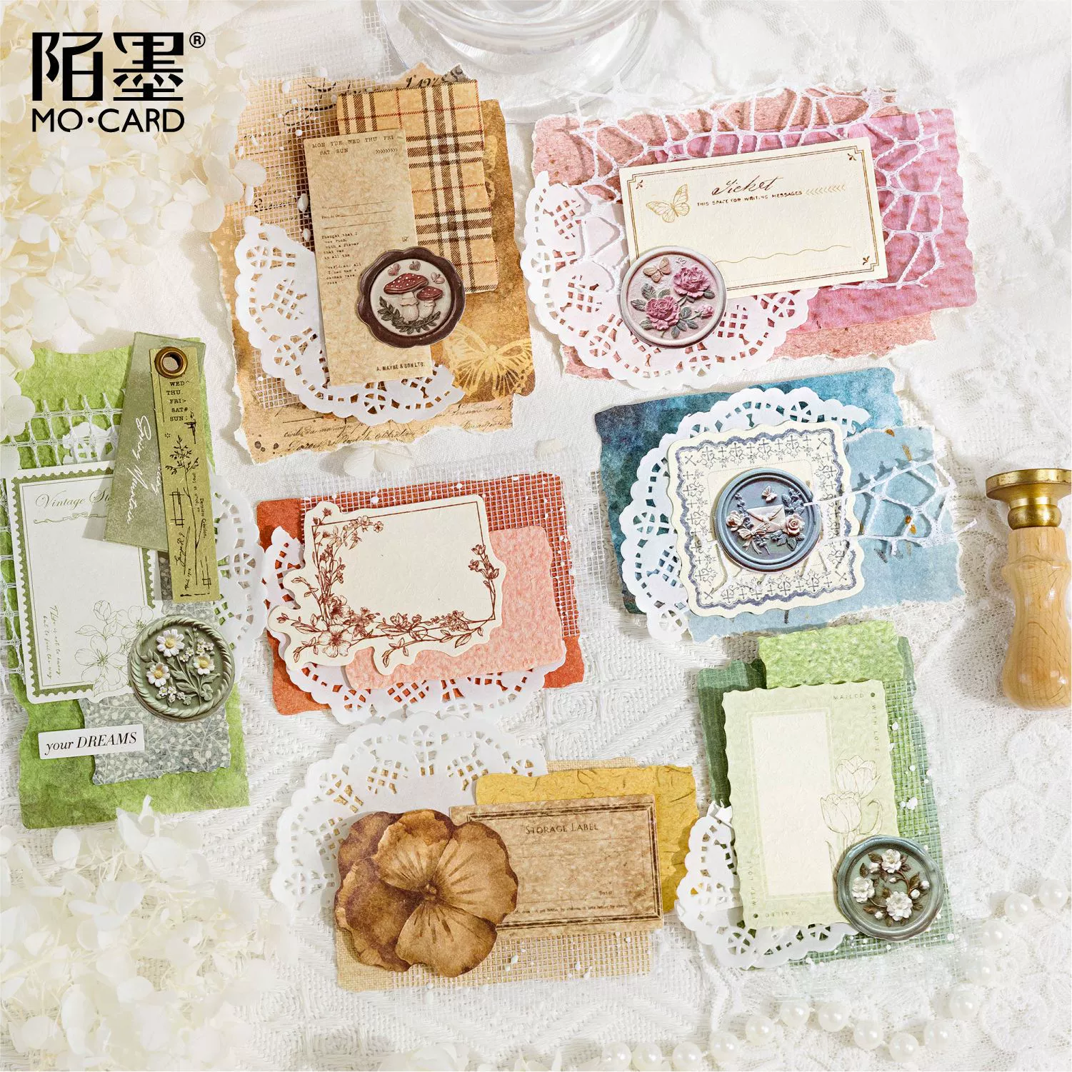 Mo Ink Paper Paper Post Series Двойное наслаждение большой коллекцией простых пакетов 100 винтажных базовых ручных коллажей 4