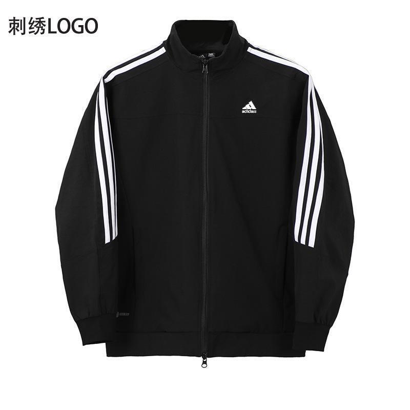 Autumn and Winter New Adidas Jacket for Men, Casual Sports Stand Collar Loose Embroidered Couple's Three-Stripe Fleece Jacket for Women