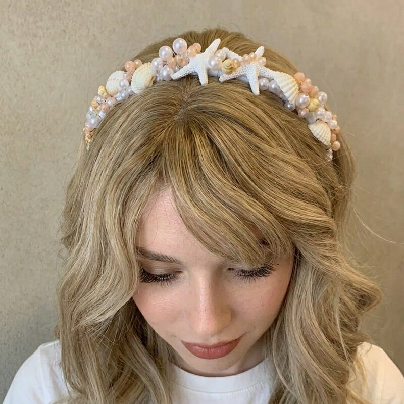 Cross-Border Beach Vacation Style Mermaid Bride Headband Versatile Shell Starfish Conch Pearl Mermaid Princess Hair Accessory