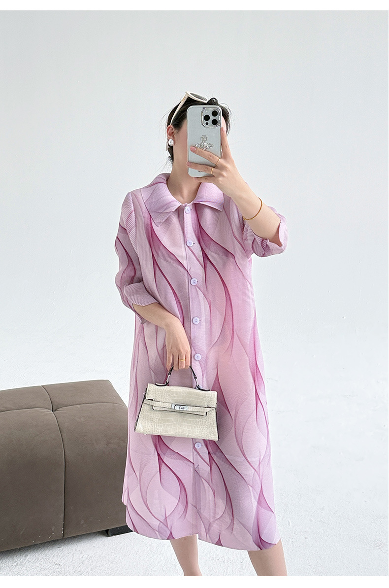 Váy maxi nữ thắt eo họa tiết vẽ mực phong cách lạnh giá — Màu xanh lục nhạt chi tiết 9