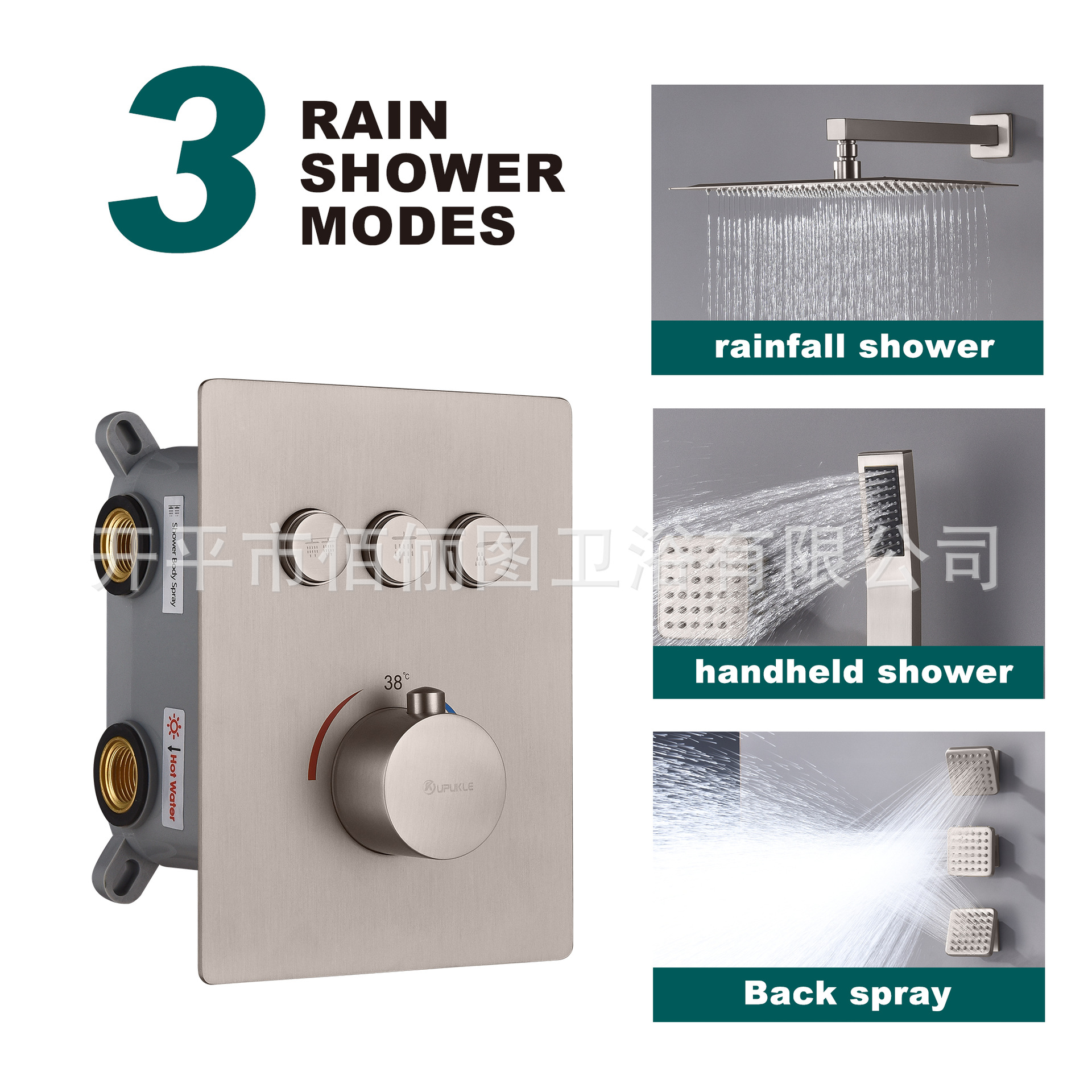Ducha de temperatura constante transfronteriza, ducha empotrada, ducha oculta con rociador lateral, baño en la pared, juego de cabezales de ducha, presurizado