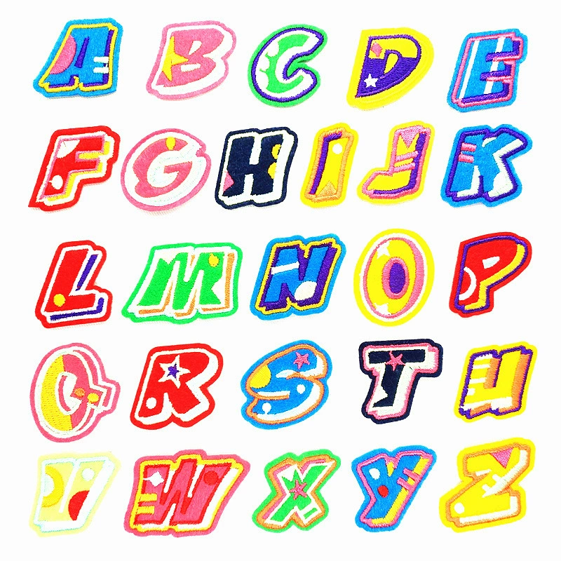 [Переведено] Alphabet Embroidery Patches (Yongxin) 26-Letter Set, Iron-on Fabric Letters, Multi-Color Options