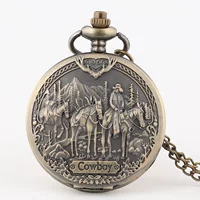 Ковбойские западные джинсовые карманные часы в европейском и американском стиле, карманные часы для студентов, тестовые часы с цепочкой, большая кварцевая откидная крышка