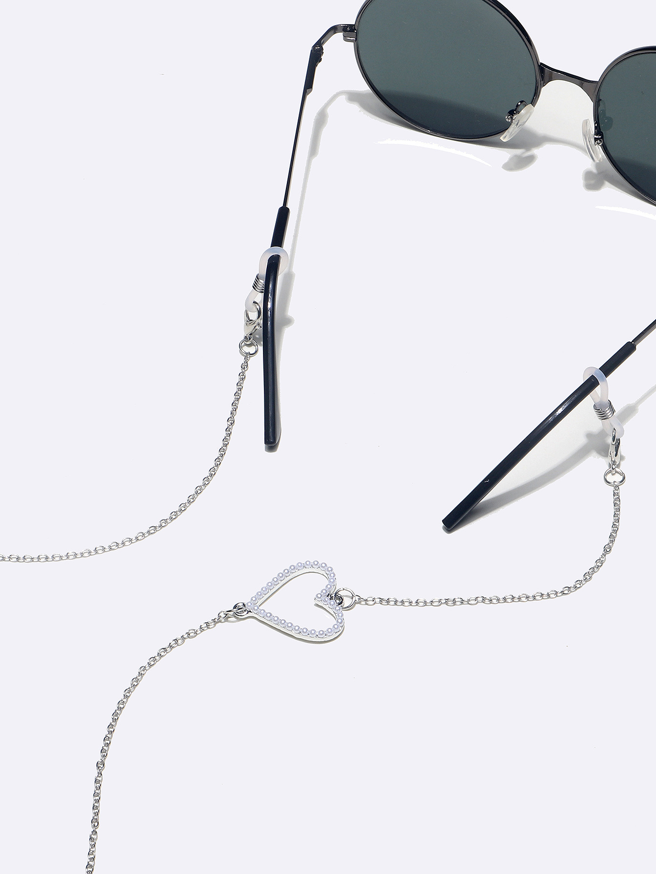 25g Weight Copper Material Two-piece Glasses Chain Peach Heart Pearl Glasses Rope Mask Chain 2