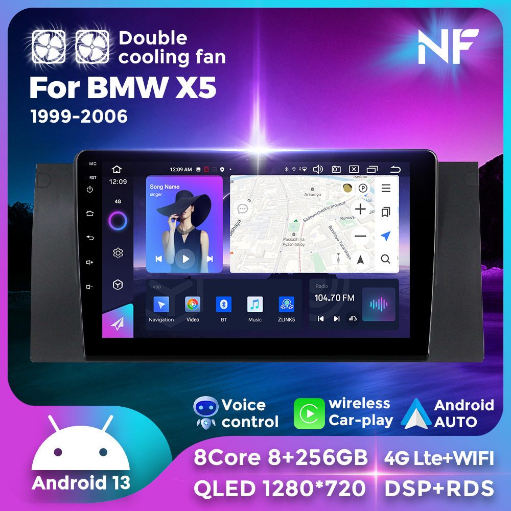 Aplicable a BMW E39 al sistema Android Carplay que invierte la pantalla de navegación multimedia del coche de Bluetooth