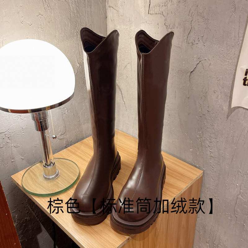 长筒靴女2025秋冬季新款胖mm厚底加绒粗腿大码大筒围长靴子骑士靴|undefined