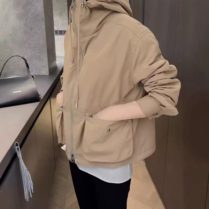 Drunken love khaki_grandma's texture_practical hooded short coat jacket a generation of hair