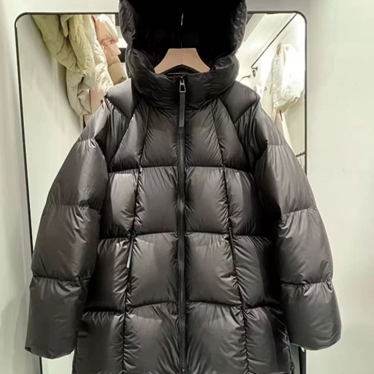 ChicShe 2025 Jiangnan By Puff Downless 90 White Goose Thickened Down Puffer Jacket Women Hooded Mid-Length Ultra-Light_voghion.com