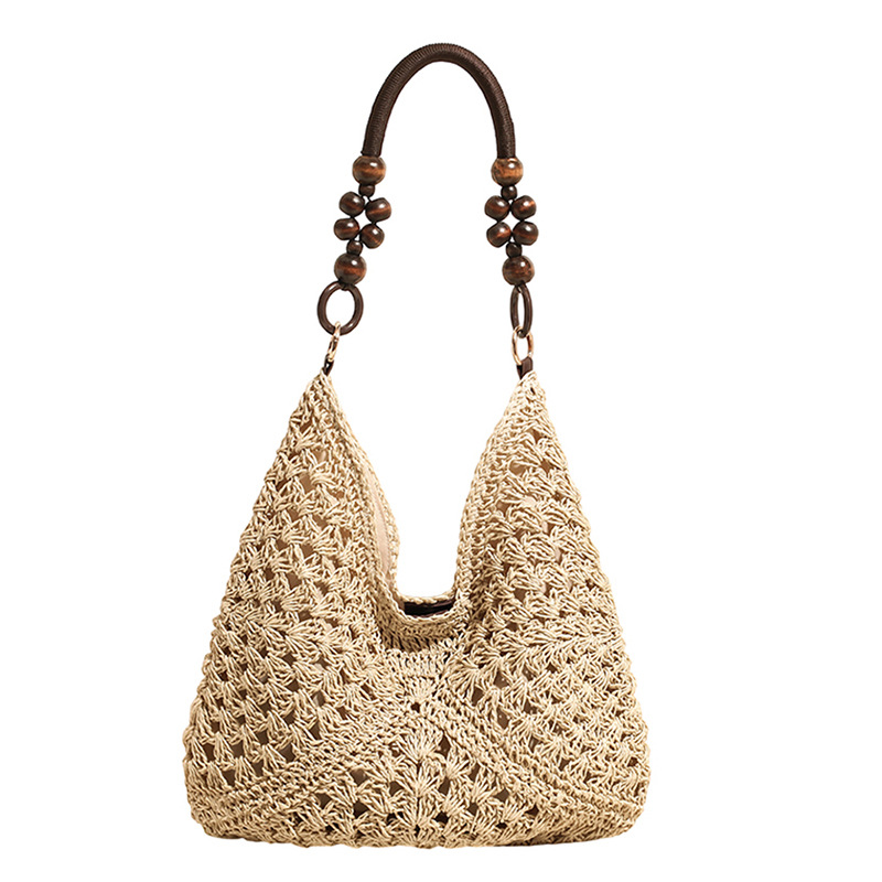 2025 New Summer Straw Woven Bag For Women, Hollow Out Shoulder Tote Bag For Beach Vacation, Woven Market Basket Bag - Thumbnail 7