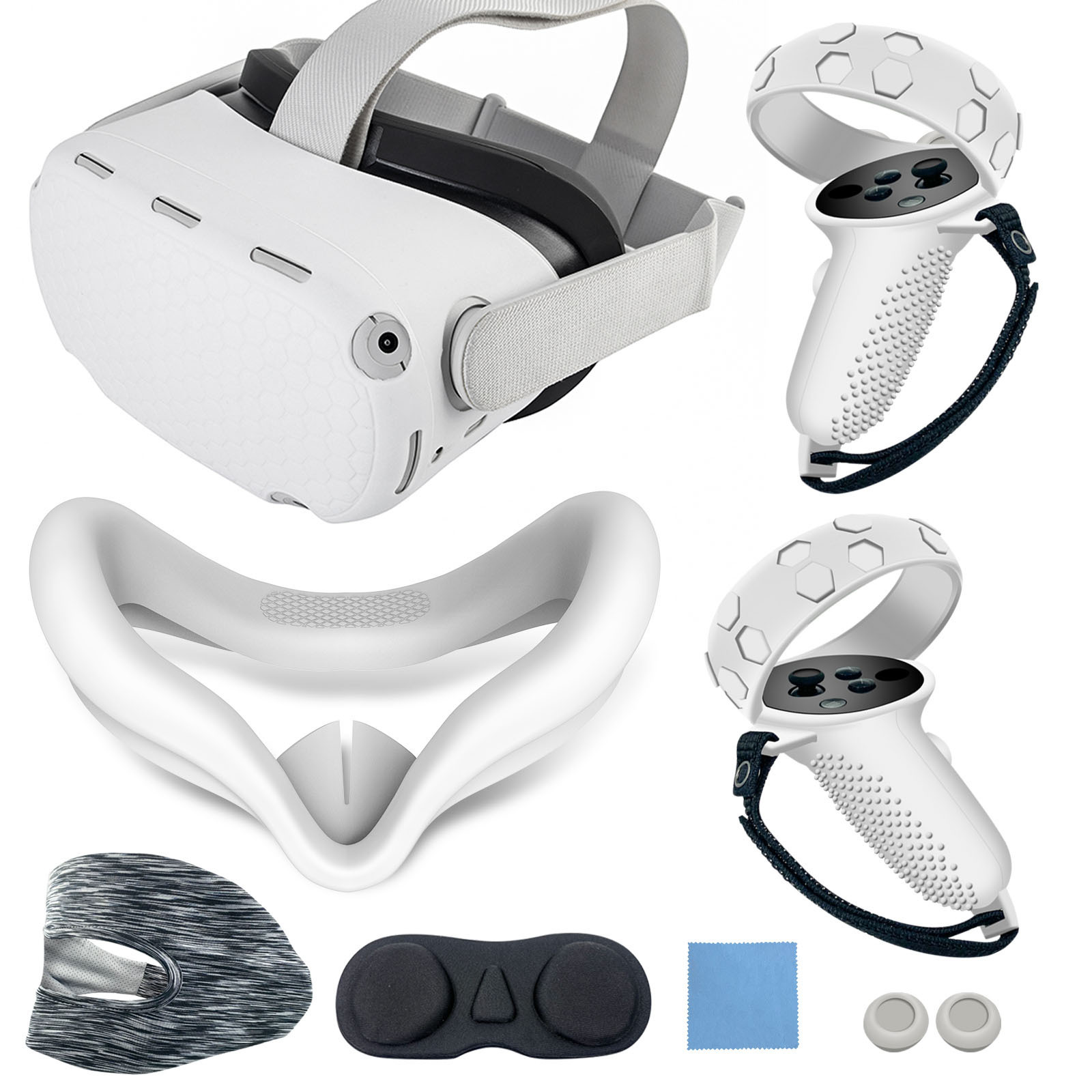 用於Meta/Oculus quest2硅膠主機保護套防滑防摔7件套裝VR配件