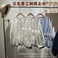 高级感洋气减龄衬衫镂空刺绣设计宽松遮肉显瘦上衣女