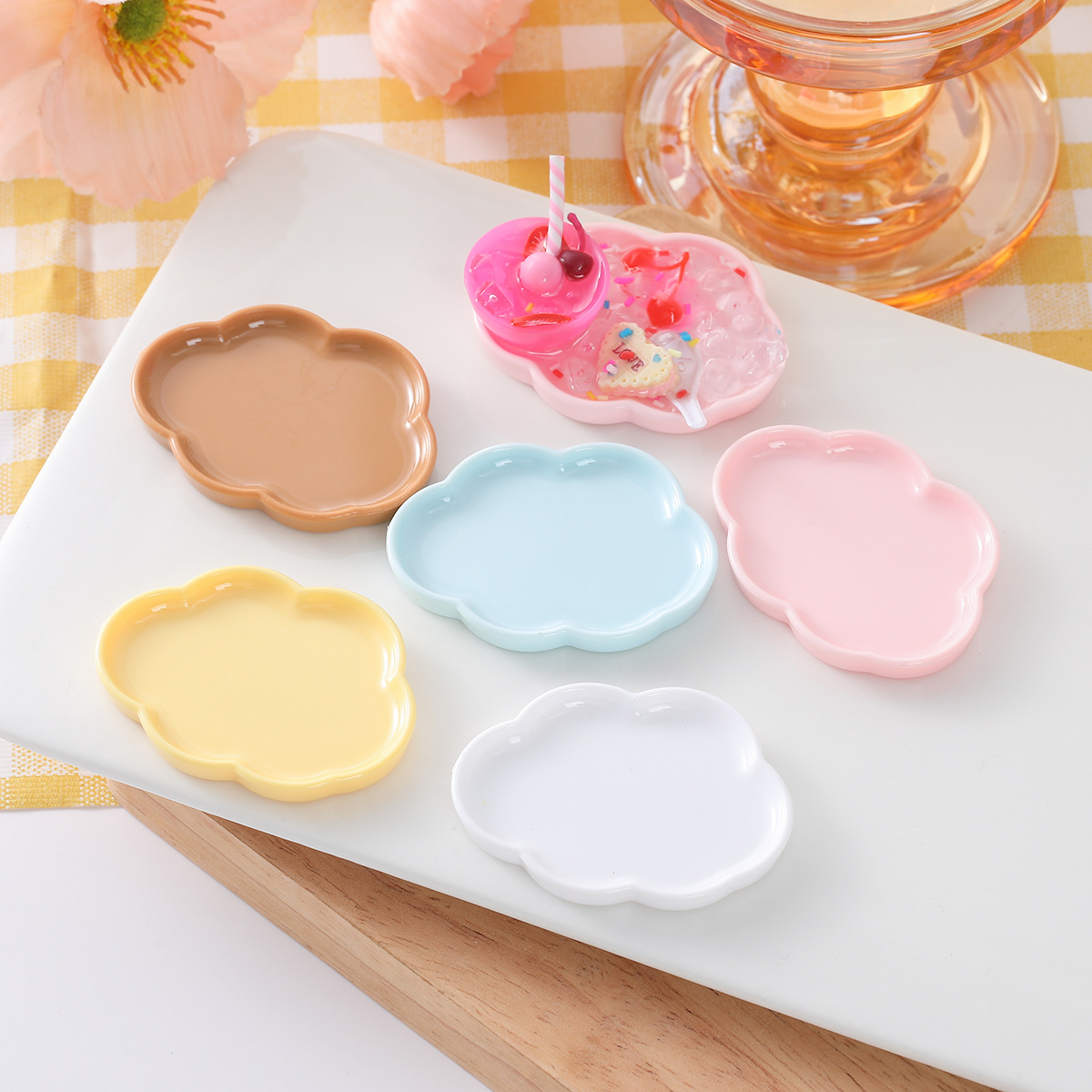 仿真微缩食玩盘子dollhouse云朵盘水果盘diy过家家餐厨玩具配件