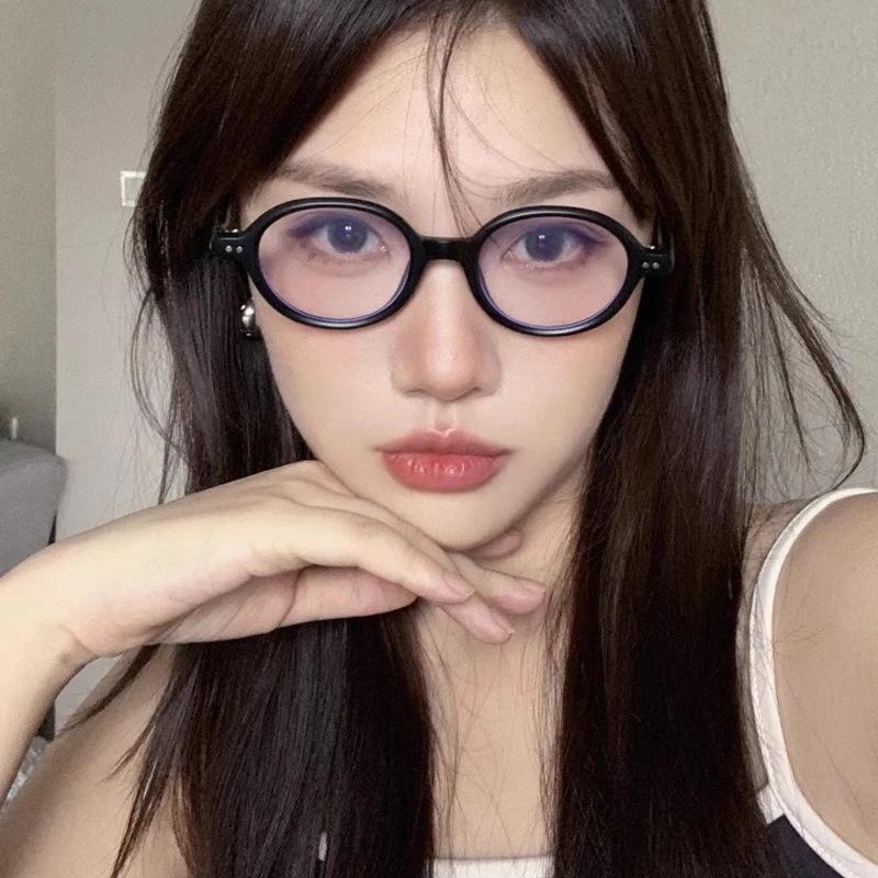 Nuevo verde picante retró elíptico anti-luz azul de moda de clavos de arroz de alta definición gafas de luz de edad media y joven