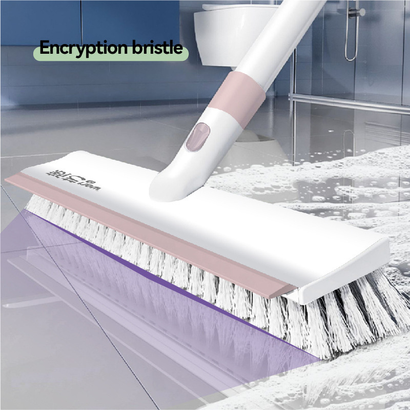2026 Household Floor Cleaning Brush with Long Handle, Deck Brush with Scraper for Bathroom Tile Cleaning