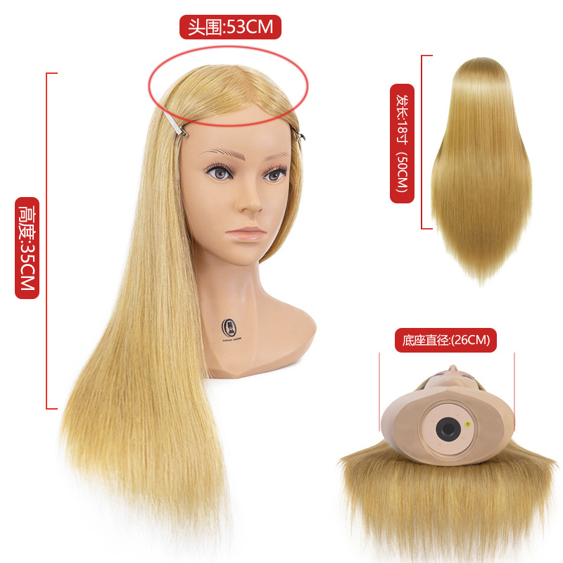 Cabeza de Maniquí con Hombros de Cabello Natural para Ejercicios de Corte y Peinado image 23