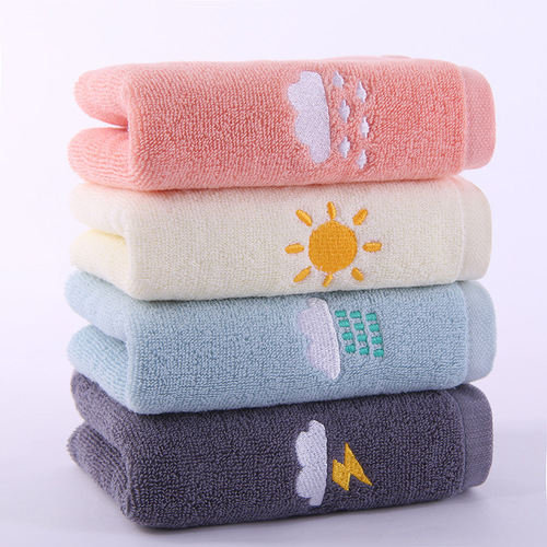 Children's towels 100% cotton wholesale thickened household absorbent cute embroidered children's face towels 100% cotton wholesale children's towels