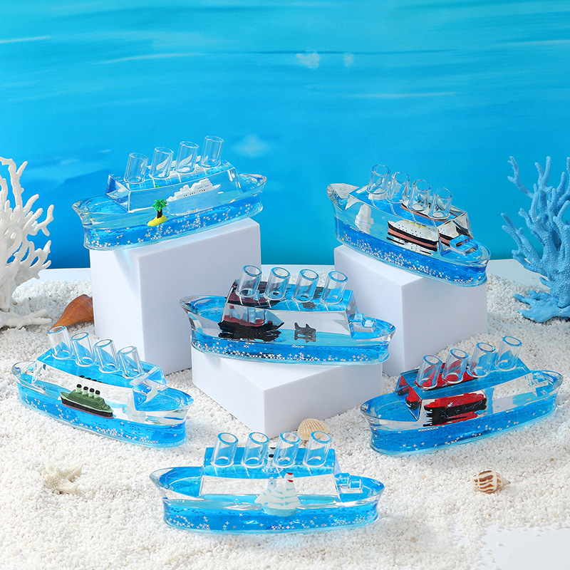 Creative Cruise Ship Sailboat Oil Liquid Drift Bottle Decompression Toy Ornaments Oil Drop Hourglass Primary School Student Gifts Wholesale