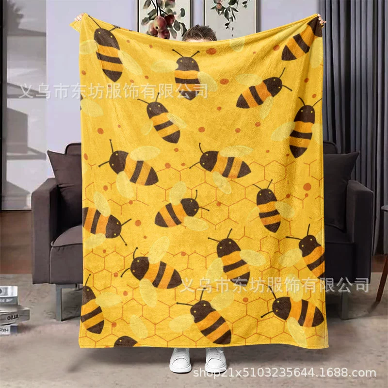 Простая креативная маленькая пчела теплая мягкая фланцевая одеяло универсальное четыре сезона