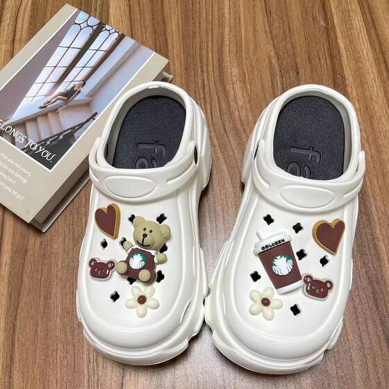 New Crocs diy Accessories Shoe Buckle Shoe Flower Stereo Removable Bear Shoe Decorative Buckle Coffee Bear Shoe Flower