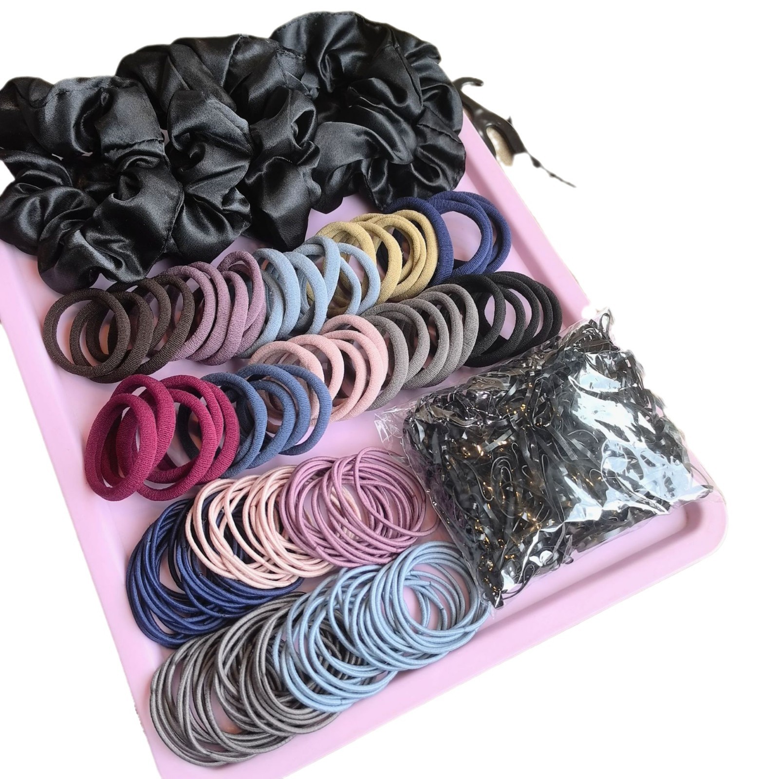 Transfronterizos de venta caliente conjunto de anillo de intestino no daña el cabello sin marcas de alta elasticidad anillo de cabello coreano simple tocado de cabello chica