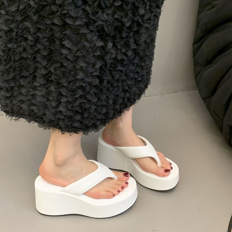 松糕厚底人字拖鞋女2025夏季新款外穿高跟坡跟夹趾凉鞋时尚凉拖鞋|undefined