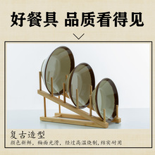 密胺A8复古式土陶火锅餐盘市井饭店餐厅酒碗蘸料商用厂家直供批发