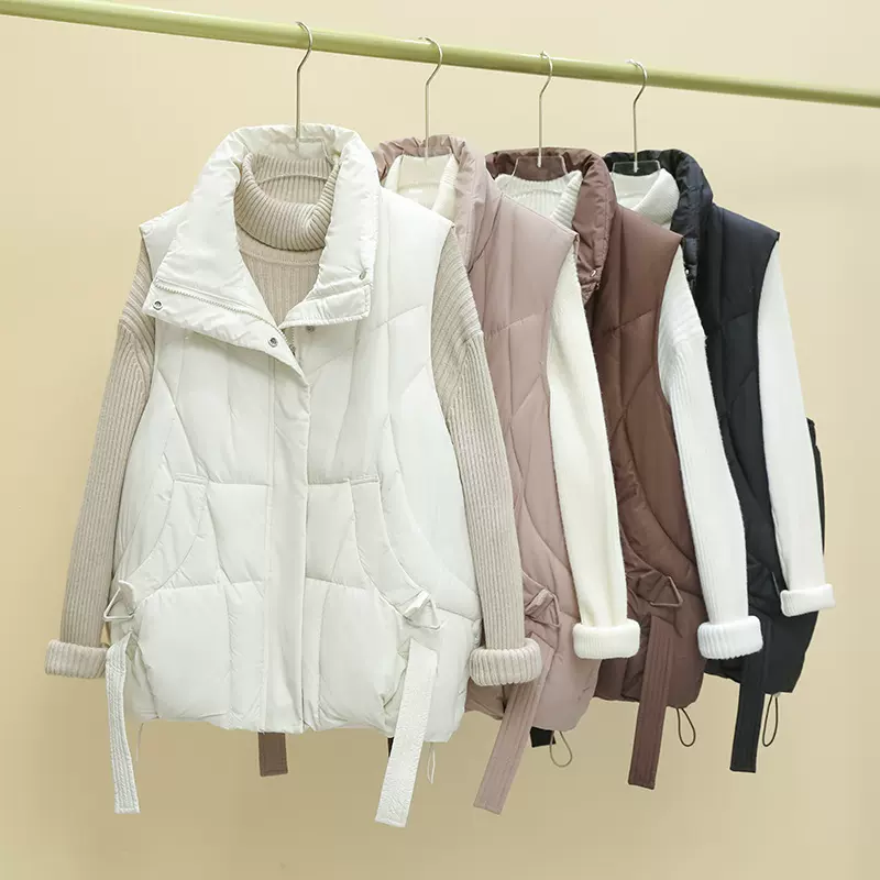 女士秋棉服背心欧美马甲女羽绒棉短款马甲棉衣新款韩版小香风坎肩