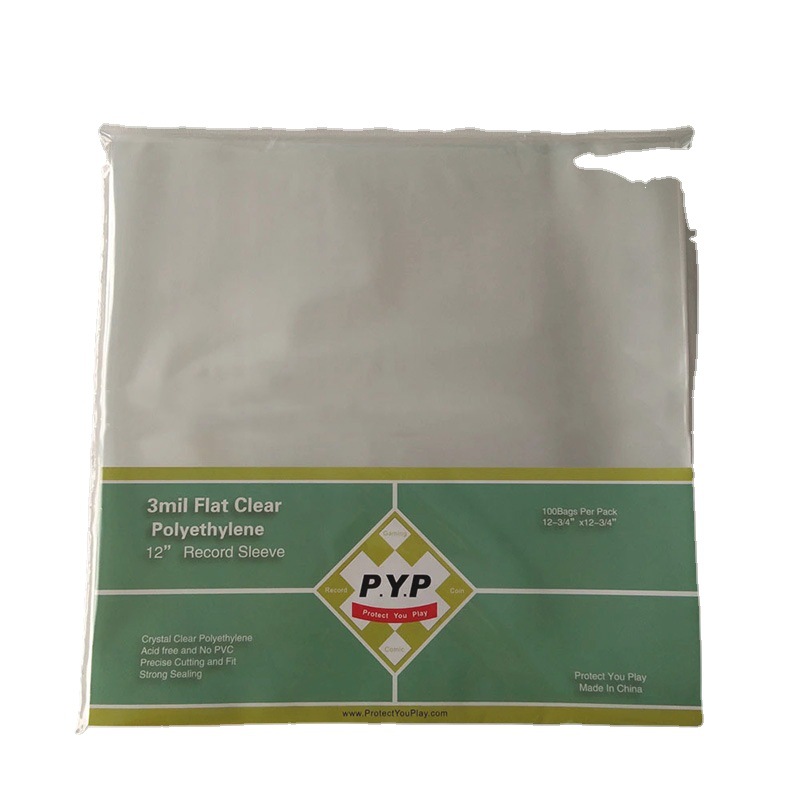 Bolsa de disco de vinilo de 12 pulgadas de 10 pulgadas de 7 pulgadas LP PO bolsa protectora de registro de boca plana a prueba de polvo y bolsa de almacenamiento de eliminación de estática al por mayor