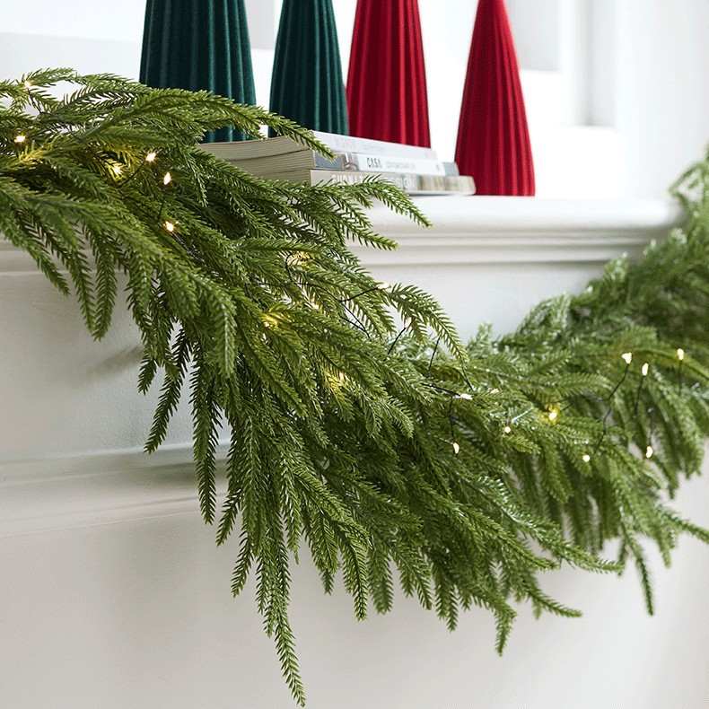 Nuevos productos transfronterizos pegamento blando sensación de mano PE guirlandana de alta simulación cifrado verde Navidad decoración del hogar de caña