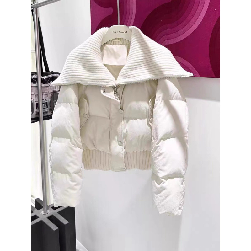 2025冬季新款棉服设计感羊糕毛翻领短款女面包服棉衣外套女|undefined