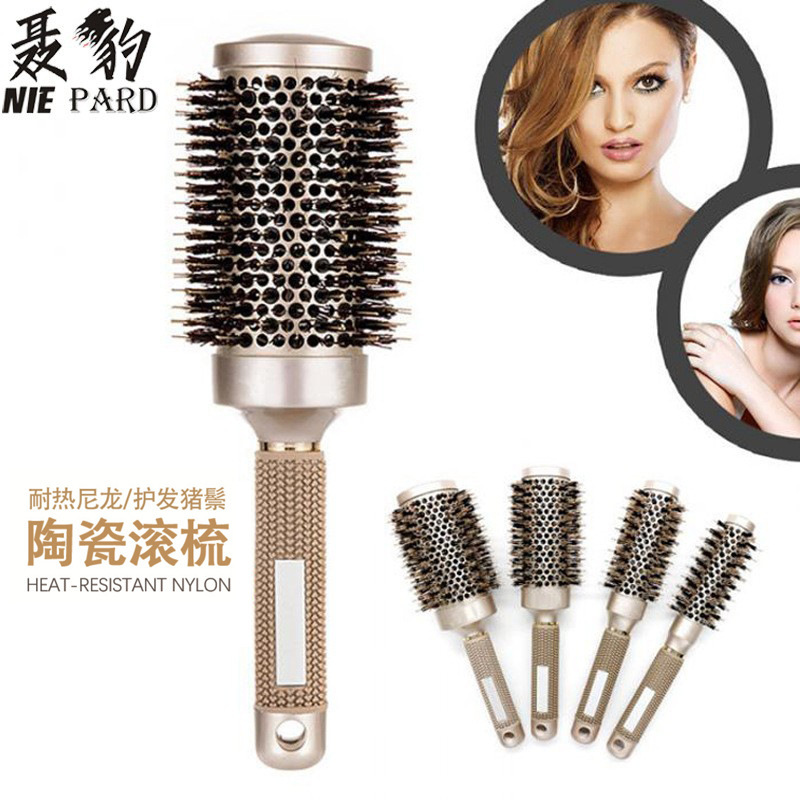 豚のたてがみの毛の熱い販売の金のローラーの櫛の陶磁器のローラーの櫛の4シリーズのローラーの櫛の大きい商品はアルミの管のローラーの櫛の空気の櫛を詰めます。|undefined