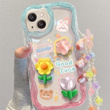 适用小米14/13pro手机壳12/11渐变青蛙花公仔链条红米k70/60透明