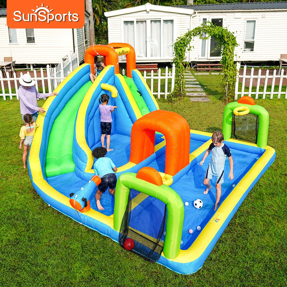 SunSports | Castillo inflable pequeño hogar tipo castillo inflable cama de salto para niños tobogán castillo inflable piscina de olas