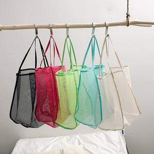 Summer New Ins Style Transparent Mesh Shoulder Bag Fashionable Lightweight Personalized Shopping Bag Travel Handbag