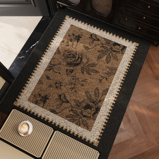 High-End Retro Mid-Century Style Silk Circle Floor Mats, Entrance Door Mats, Cuttable Door Mats, Entrance Carpets, Stain-Resistant